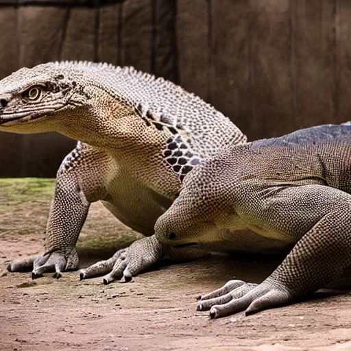 Image similar to hawk and Komodo dragon hybrid animal, highly detailed photography, picture taken at zoo