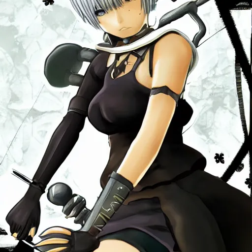 Prompt: nier automata 2b in the style of one piece