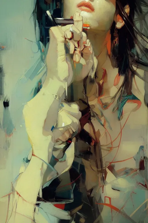 Image similar to ljeong ho - yeon by greg rutkowski, jeremy mann, francoise nielly, van gogh, ross tran, rule of thirds, seductive look, beautiful