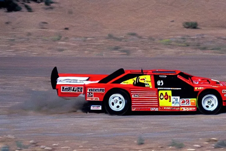 Image similar to 1 9 8 8 race testarossa, dakar rally footage, speed