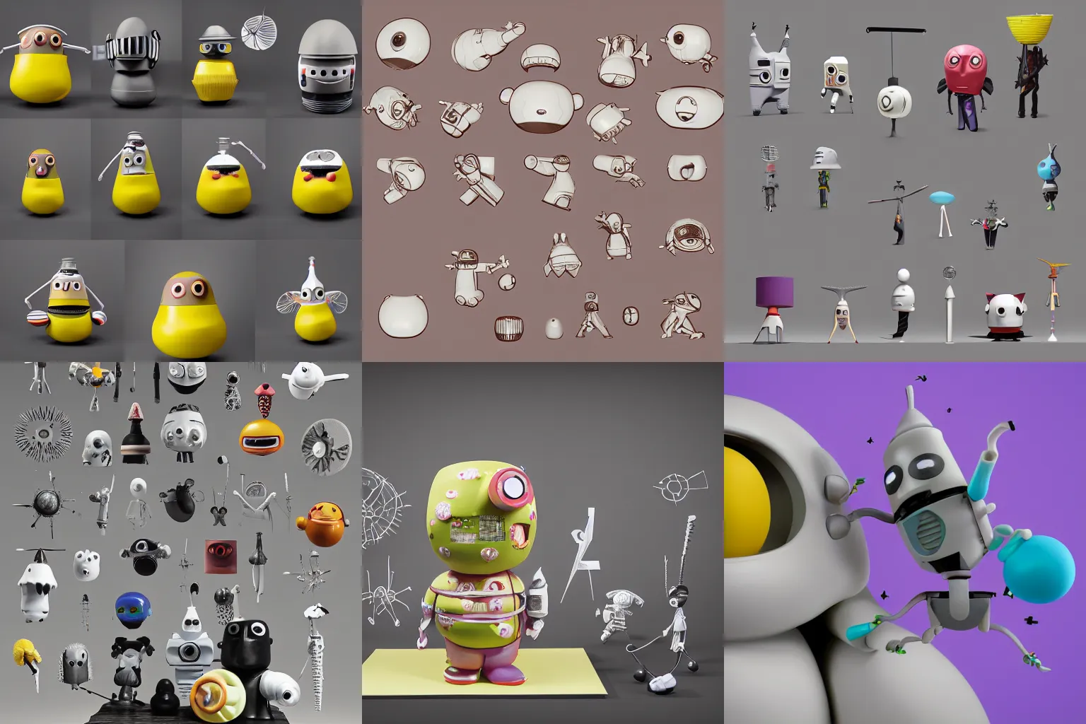 Prompt: pictoplasma, pictoplasma, crossection of one simple angry screaming ceramic toy Figure mechabot transformer sculpture, c4d, 3d primitives, in a Studio hollow, surrounded by flying parts, explosion drawing, by pixar, beeple, by jeff koons, blender donut tutorial, joints, by jonathan ive, by david lachapelle, simulation