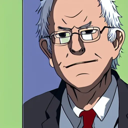 Prompt: Bernie Sanders as an Anime character