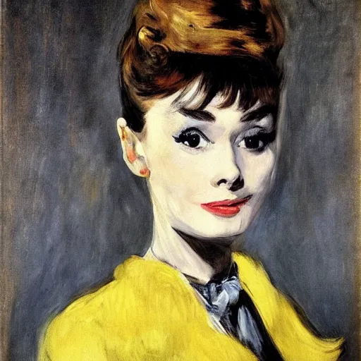 Image similar to audrey hepburn art by edouard manet