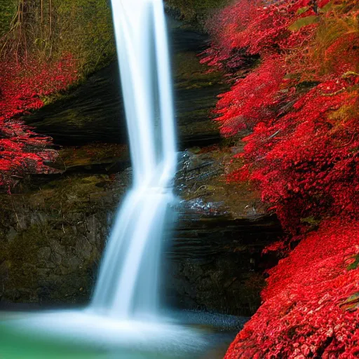 Prompt: red waterfall