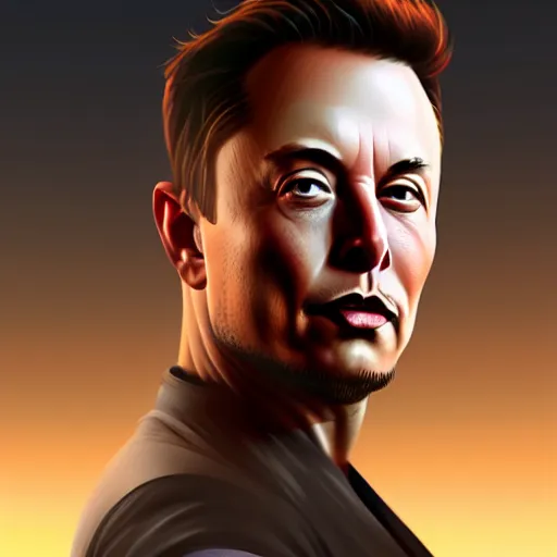 Image similar to a profile photo of elon musk, side profile, D&D, sci-fi, elegant, sinister, muscular, highly detailed, digital painting, artstation, concept art, smooth, sharp focus, illustration