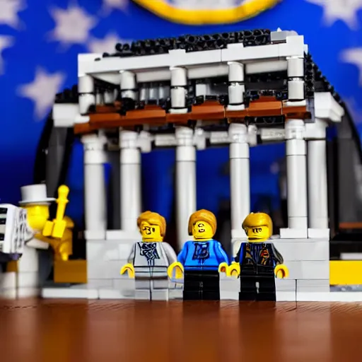 Prompt: a lego set of fbi agents raiding mar - a - lago