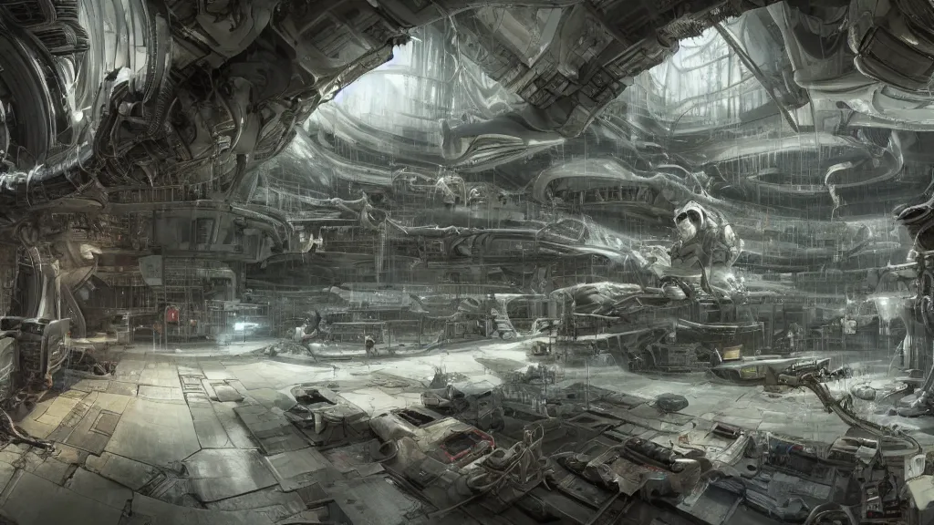 Prompt: a Photorealistic dramatic hyperrealistic,hyper detailed render by Greg Rutkowski,Craig Mullins,Nicolas Bouvier SPARTH, Juan Gimenez,Enki Bilal,ILM of an Epic Sci-Fi view of an interior of laboratory space in a top secret research facility,gigantic Alien xenomorphs are kept inside huge cylindrical glass cryo chambers with glowing liquid,intricate bio mechanical surface details,many tubes and cables hanging from the ceiling connected to the cryo chambers,vibrant nature,anime style,Beautiful dynamic dramatic dark moody lighting,contrast and shadows,Volumetric,Cinematic Atmosphere,Octane Render,Artstation,8k