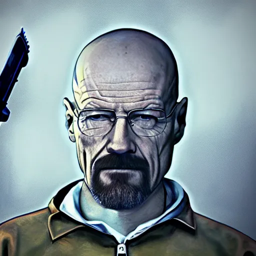 Image similar to walter white, half life 2 cover