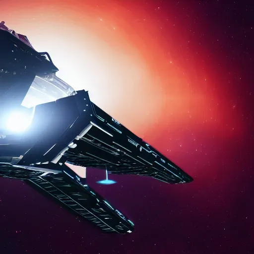 Prompt: spaceship made of shipping containers, black background, eve online, the expanse, long shot