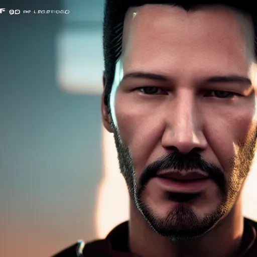 Prompt: portrait of keanu cyborg reaves, ultra realistic photography, octane render, 8 k, unreal engine
