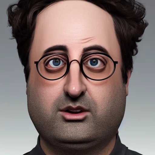 Image similar to hyperrealistic image of eric wareheim, stunning 3 d render inspired art by xiang duan and thomas eakes, perfect facial symmetry, hyper realistic texture, intricate, photorealistic, highly detailed attributes and atmosphere, dim volumetric cinematic lighting, 8 k octane detailed render, trending on artstation, masterpiece, stunning,