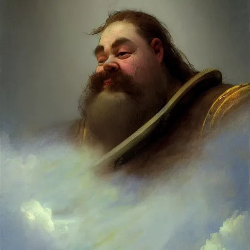 Prompt: art by ivan aivazovsky and syd mead and moebius and gaston bussiere and roger dean and pieter claesz and paul delaroche and alma tadema and aelbert cuyp and willem claesz, a fantasy cinematic close up shot of a dwarf berserker, warhammer, dnd, last stand