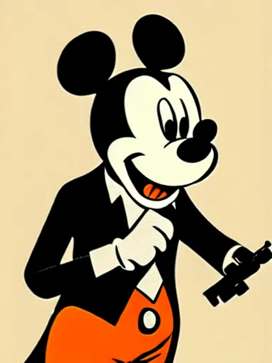 Prompt: an anthropomorphic mouse holding two guns, art by walt disney