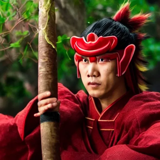 Image similar to cute palm sized blood red beast, wuxia