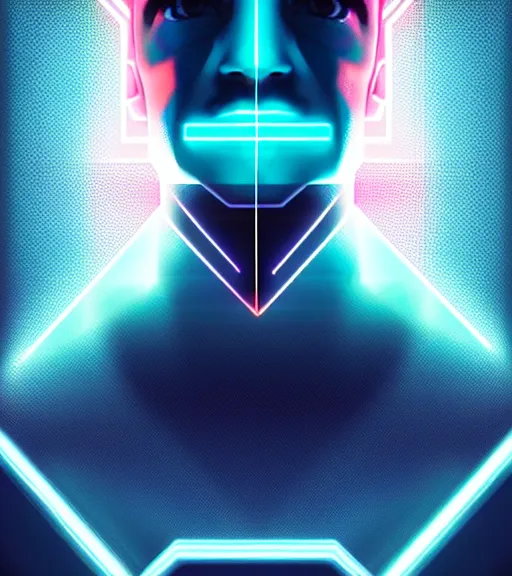 Image similar to symmetry!! latino prince of technology, solid cube of light, hard edges, product render retro - futuristic poster scifi, lasers and neon circuits, handsome latino prince, intricate, elegant, highly detailed, digital painting, artstation, concept art, smooth, sharp focus, illustration, dreamlike, art by artgerm