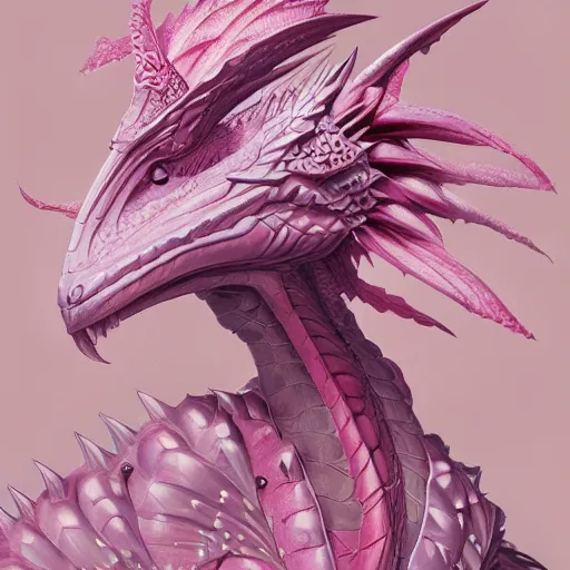 Image similar to pink flower dragon uwu, intricate, highly detailed, digital painting, artstation, concept art, smooth, sharp focus, illustration, Unreal Engine 5, 8K, art by artgerm and greg rutkowski and alphonse mucha