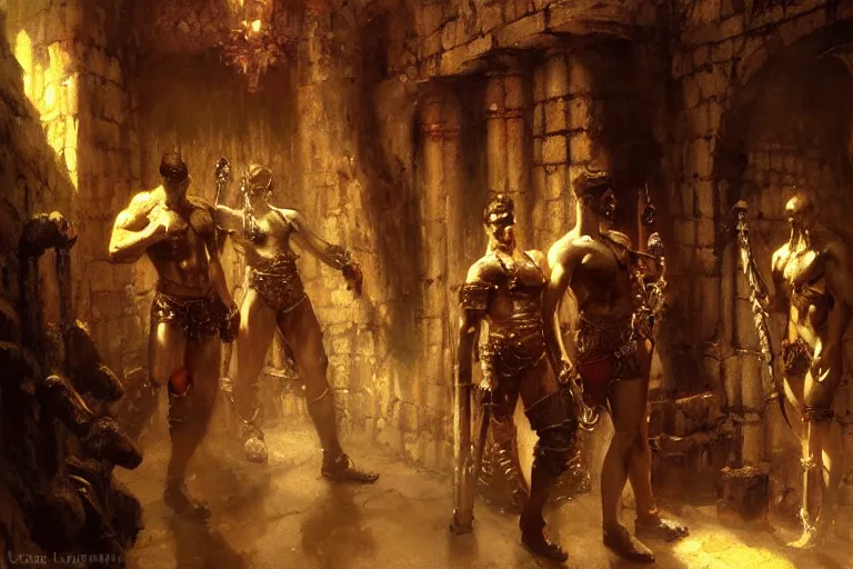 Image similar to dungeon, painting by gaston bussiere, craig mullins, j. c. leyendecker, tom of finland