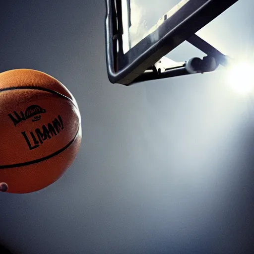 Image similar to film still of a llama dunking a basketball, low angle, extreme long shot, indoors, dramatic backlighting