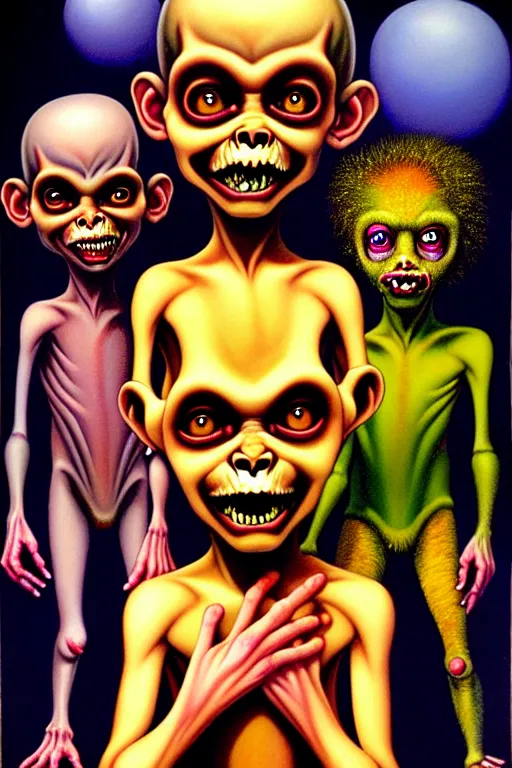 Image similar to a hyperrealistic painting of the garbage pale kids, cinematic horror by chris cunningham, lisa frank, richard corben, highly detailed, vivid color,