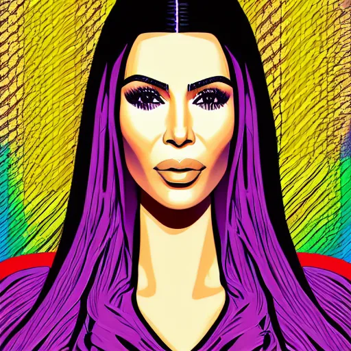 Prompt: digital art of kim kardashian in the style of alex gray