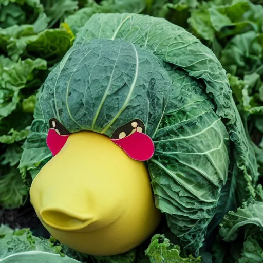 Image similar to a cabbage dressed as a duck