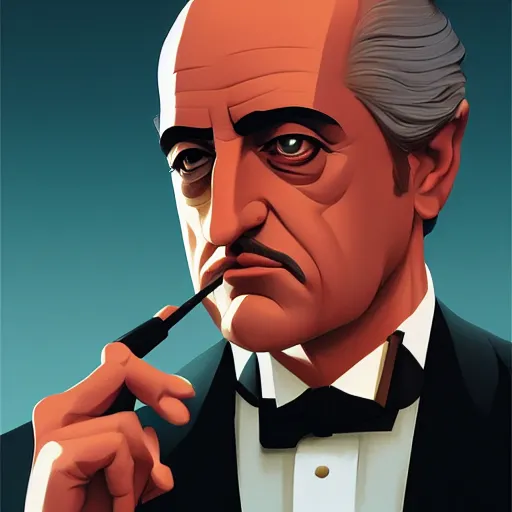 Image similar to face icon stylized minimalist the godfather, loftis, cory behance hd by jesper ejsing, by rhads, makoto shinkai and lois van baarle, ilya kuvshinov, rossdraws global illumination