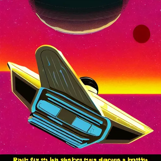 Prompt: sci - fi retrowave pulp art of a spaceship orbiting earth
