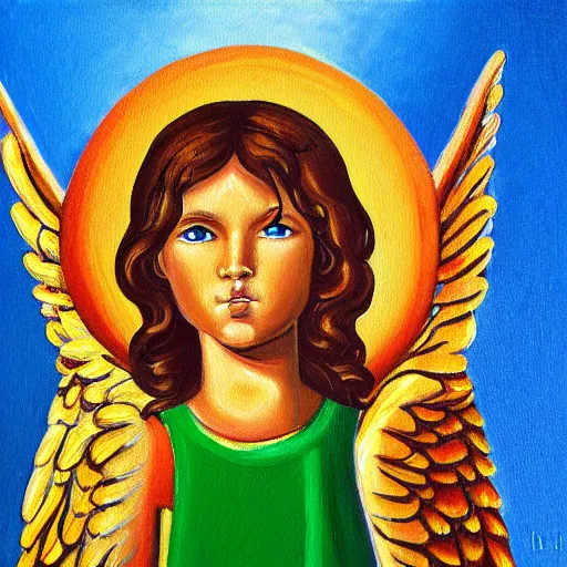 Image similar to biblically accurate angel, painting