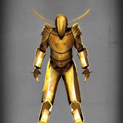 Image similar to spartan armor concept made of steel and leather with golden details and LED lights, concept art, armor