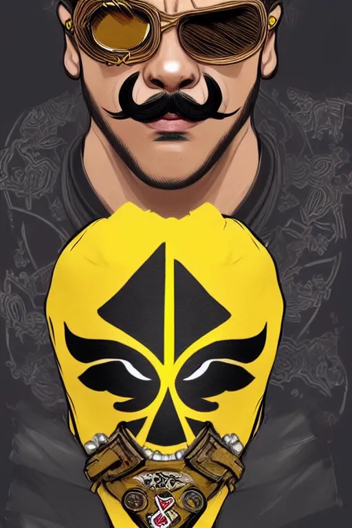 Image similar to gang saints wear yellow bandanas, and some of them have thick mustaches, concept art, pop art style, dynamic comparison, proportional, bioshock art style, gta chinatowon art style, hyper realistic, face and body features, without duplication noise, complicated, sharp focus, intricate, concept art, art by artgerm, mimmo rottela,