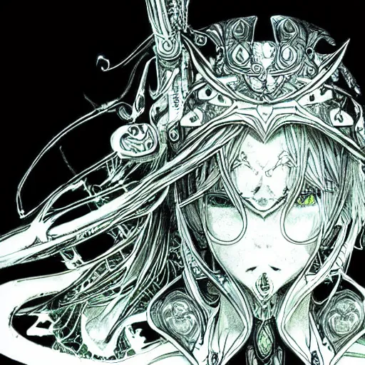 Prompt: a mage from final fantasy 14 drawn by Yoshitaka Amano, intricate, amazing line work, psychedelic