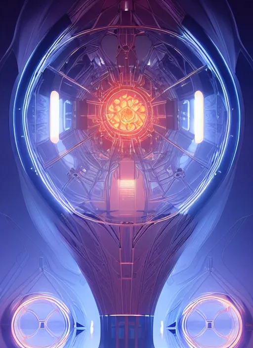 Image similar to symmetry!! product render poster timetravel! scifi, glowing lights! intricate, elegant!, highly detailed, artstation, concept art, smooth, ( sharp focus ), ( illustration ), art by artgerm