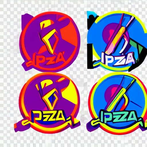 Image similar to 9 0 s pizza party team logo, esports vector logo art. neon colors. vaporwave. trending on artstation, artgerm. 4 k.