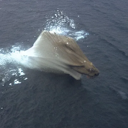 Prompt: an extremely scary, massive horse under ocean, furiously looking, courtesy of mbari,