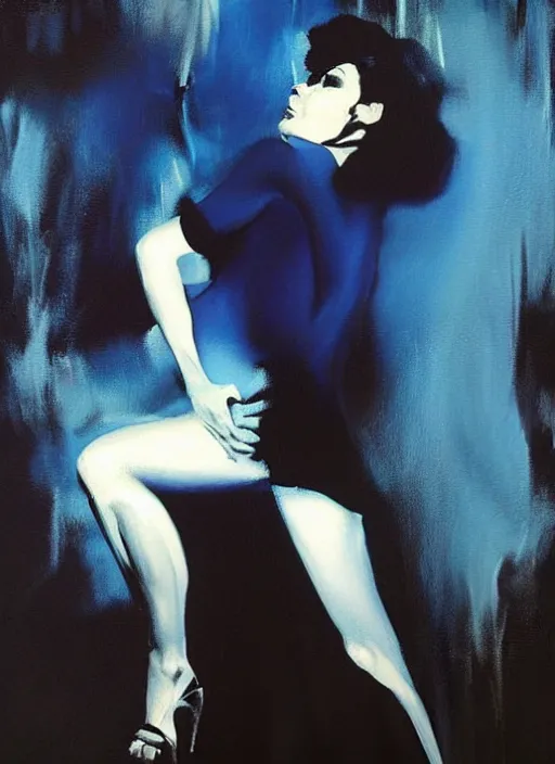 Image similar to blue velvet, painting by phil hale, fransico goya,'action lines '!!!, graphic style, visible brushstrokes, motion blur, blurry, visible paint texture, crisp hd image