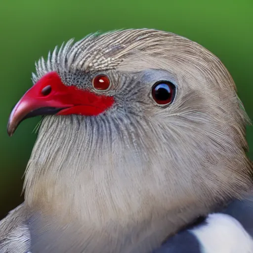 Image similar to extremely detailed cartoon bird looking directly into camera