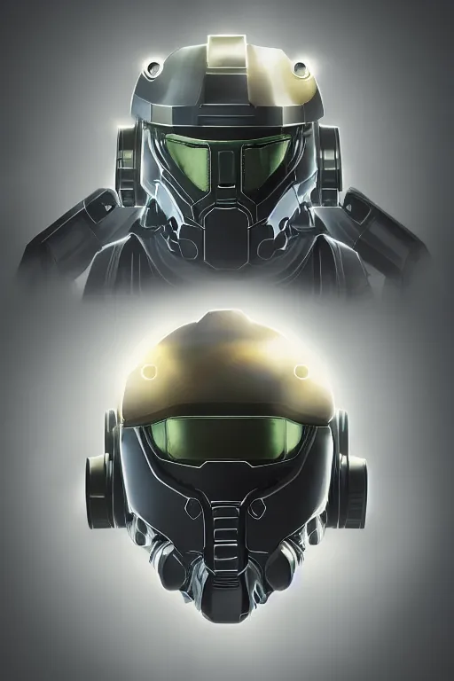 Image similar to robot ninja mask helmet halo master chief radiating a glowing aura global illumination ray tracing hdr fanart arstation by ian pesty and katarzyna da „ bek - chmiel