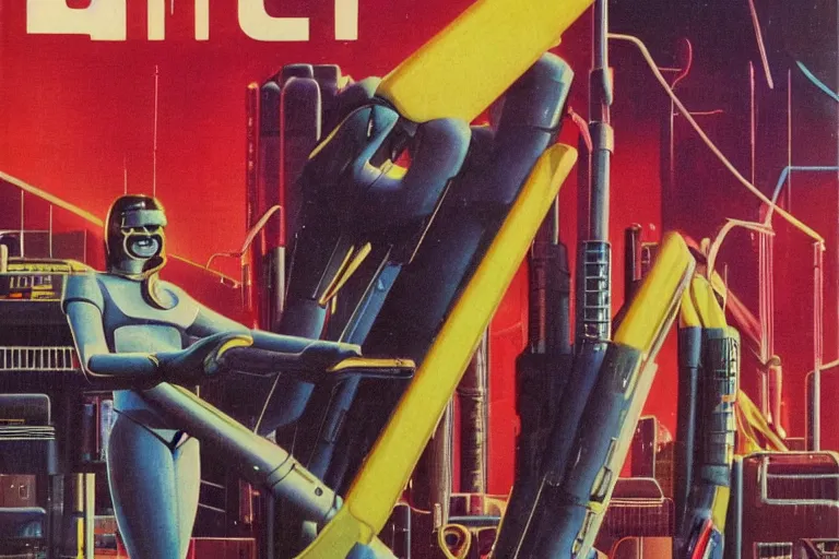 Image similar to 1979 OMNI Magazine Cover of a dentist. in cyberpunk style by Vincent Di Fate