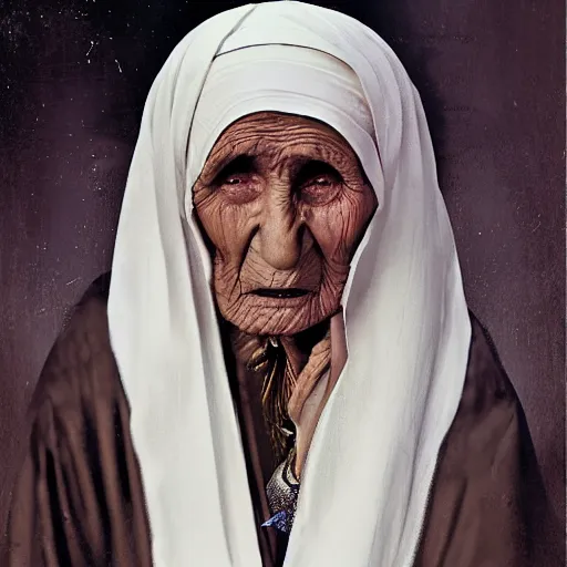 Image similar to баба ванга matte portrait painting of the mystic baba vanga