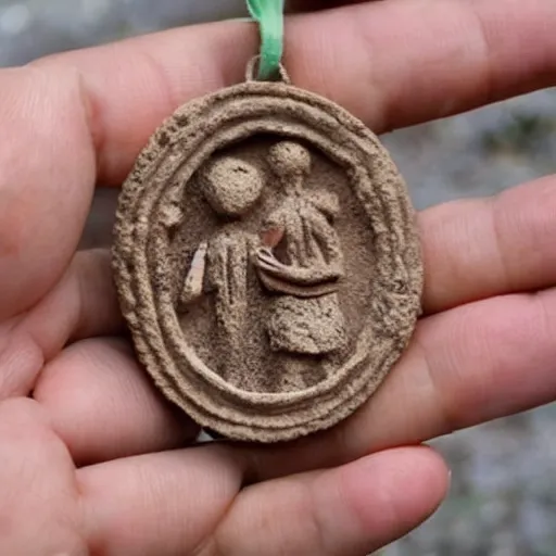 Image similar to beautiful amulet made from sand and dirt, symbolizing marriage