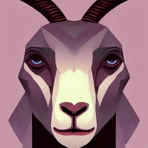 Image similar to face icon vector minimalist mystic goat, loftis, cory behance hd by jesper ejsing, by rhads, makoto shinkai and lois van baarle, ilya kuvshinov, rossdraws global illumination