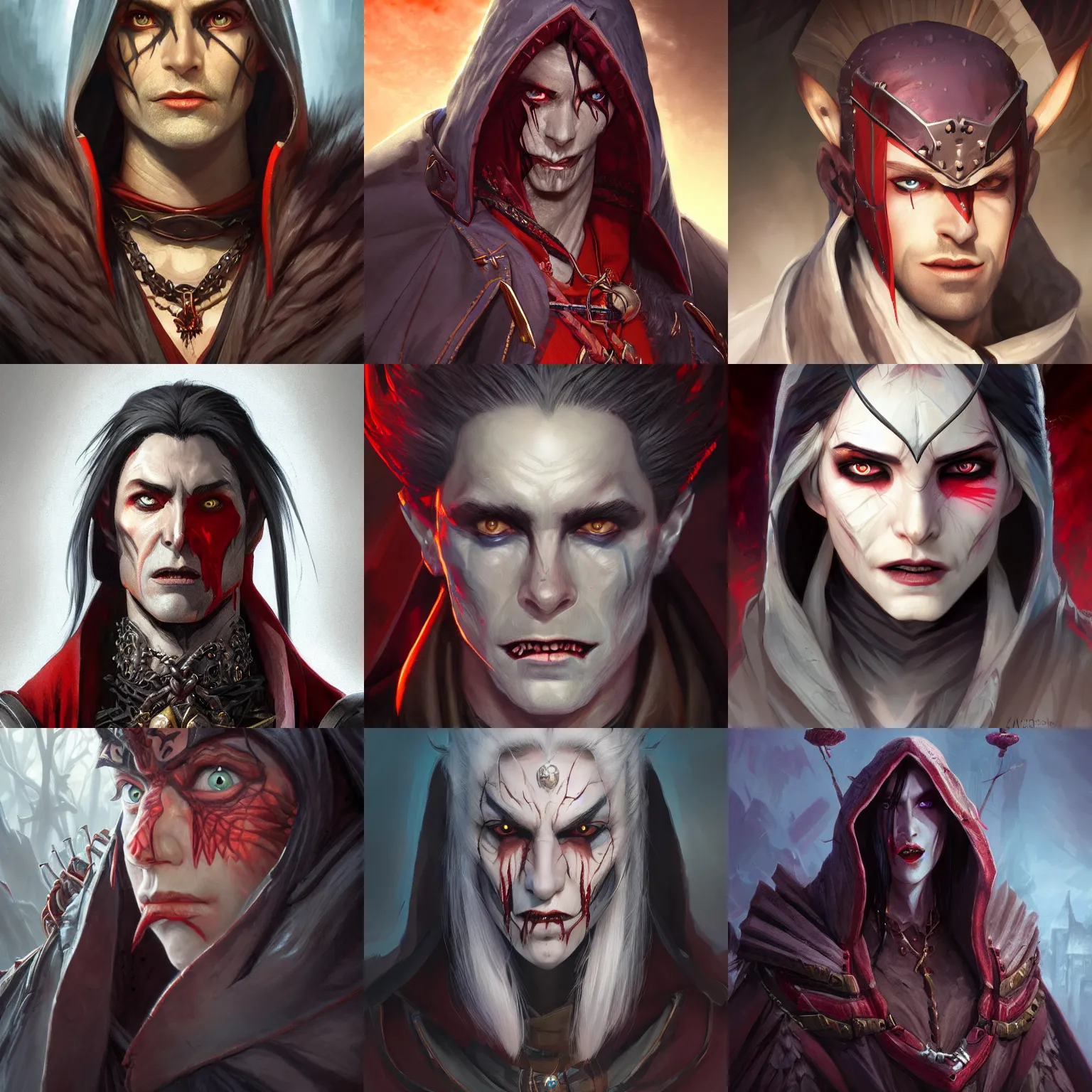 Prompt: pathfinder half vampire magus portrait, highly detailed, d & d, fantasy, highly detailed, digital painting, trending on artstation, concept art, sharp focus, illustration, global illumination, shaded, art by artgerm and greg rutkowski and fuji choko and viktoria gavrilenko and hoang lap