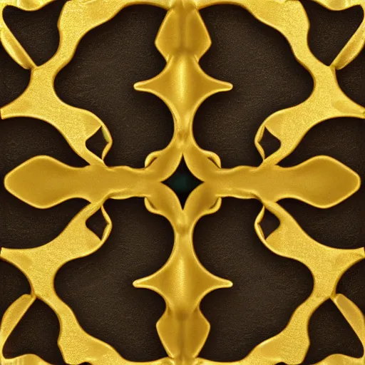 Image similar to 3d render of an abstract medieval pattern gold tile, symetrical