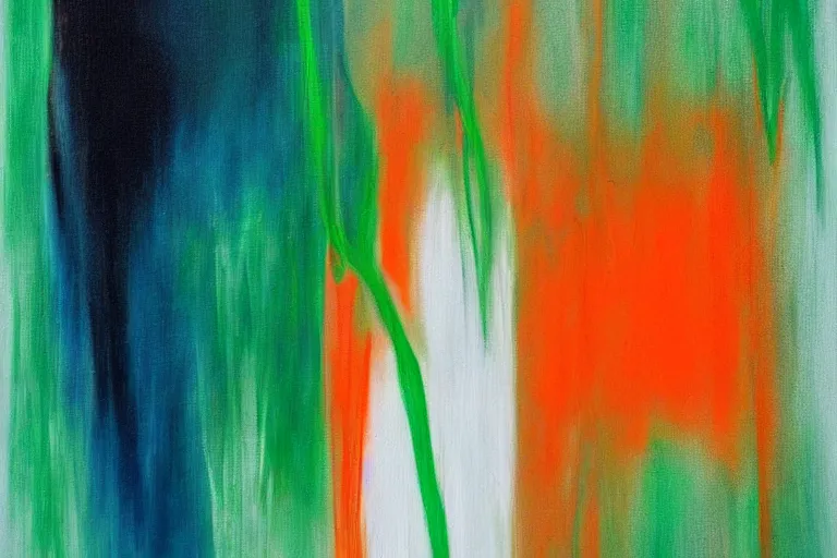 Image similar to born under a bad sign, good luck and trouble are my only friends, colors orange, white!!, dark green, dark blue, surreal abstract painting