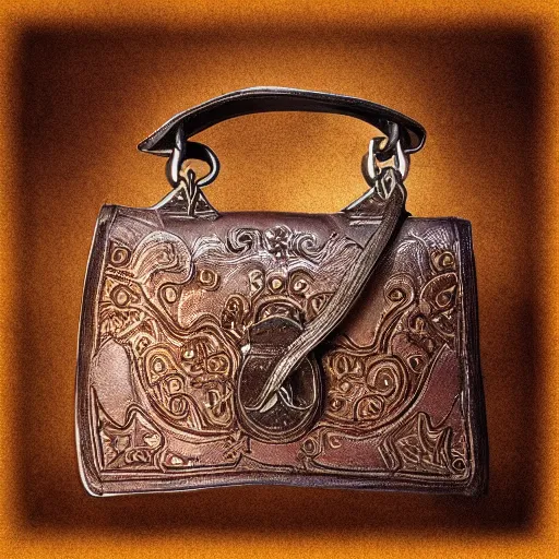 a small leather bag, fantasy illustration, medieval