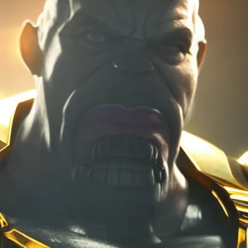 Image similar to drake as thanos, movie still, cinematic lighting