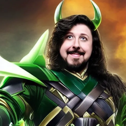 Image similar to Jon Tron as loki in the avengers, full body, hyperrealistic