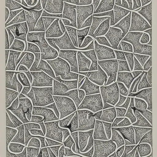 Image similar to Crab tessellation, by M.C. Escher, lithograph, 1959