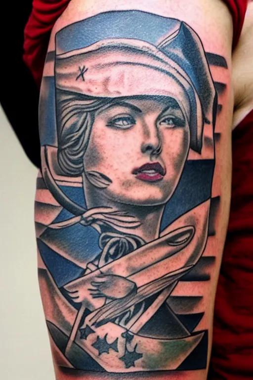 Image similar to American traditional tattoo of a sailor
