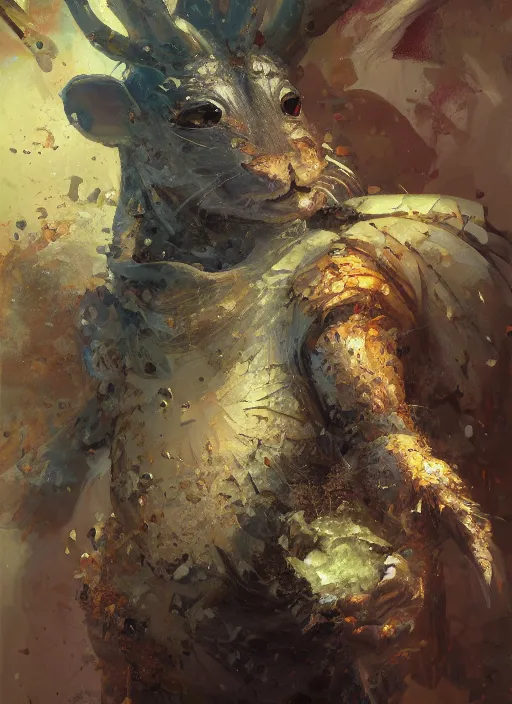 Prompt: Oil painting of a rat, D&D, Magic The Gathering, by Craig Mullins, Nekro, Victo Ngai, centered, symmetrical, 8k, sharp focus